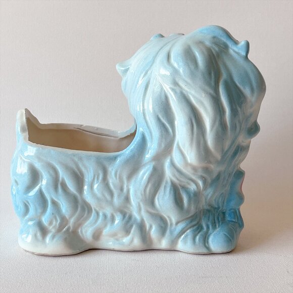 Vintage Rubens Originals Anthropomorphic Puppy Dog Planter w/ Pink Flower Rare - Picture 2 of 9